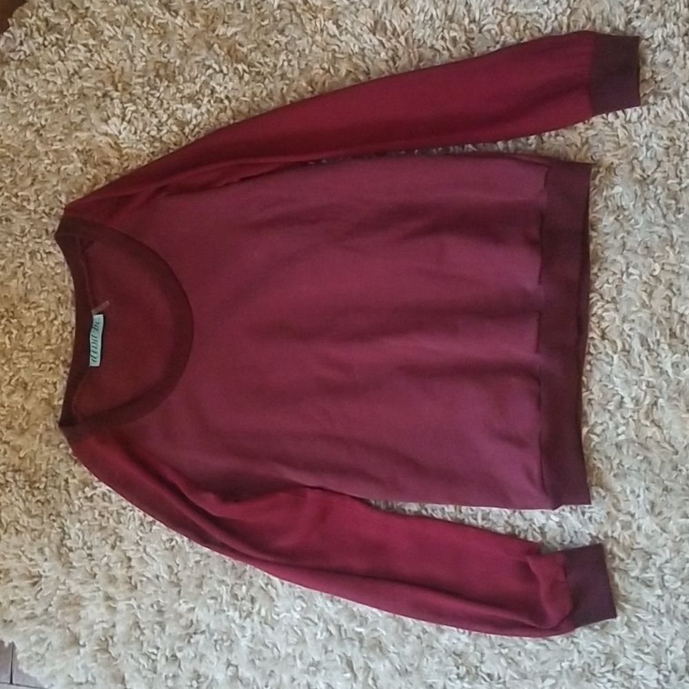 Francesca's Modcloth Maroon Chiffon Sleeve Sweater L